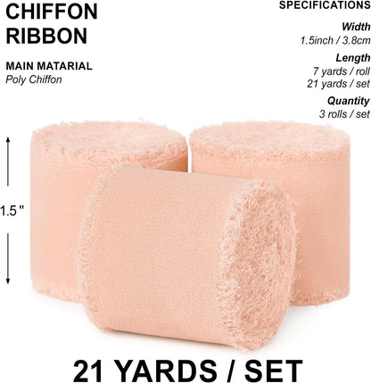 Peach Chiffon Ribbon, 1.5" x 21 Yd
