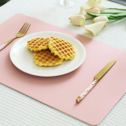Faux Leather Placemats Pink and Grey Table Place Mats Set of 4 Waterproof Oilproof Heat Stain Resistant Washable Wipeable Placemat for Kitchen Dining Table Decoration Indoor Outdoor