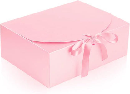12 PCS Gift Boxes with Lids, 10x7.5x3.5 Inch Paper Gift Box, with Ribbon, Bridesmaid Proposal Box for Wedding, BirthdayPackaging, Present (Pink)