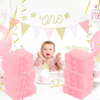 12 PCS Gift Boxes with Lids, 10x7.5x3.5 Inch Paper Gift Box, with Ribbon, Bridesmaid Proposal Box for Wedding, BirthdayPackaging, Present (Pink)