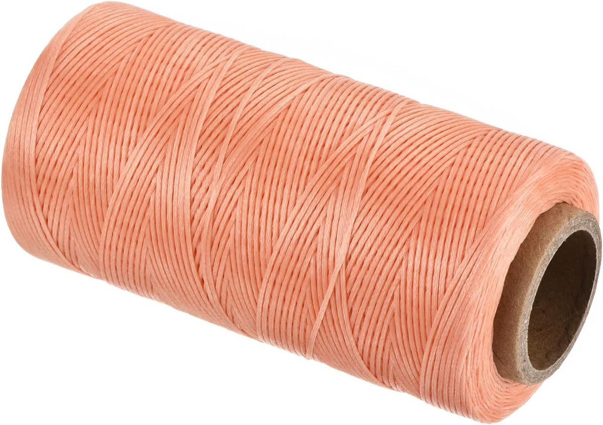 Waxed Thread,284 Yard 0.8mm 150D Flat Wax Thread Polyester Waxed String for Leather Sewing Hand Weaving Book Binding Home Decoration,Light Pink