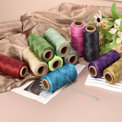 Waxed Thread,284 Yard 0.8mm 150D Flat Wax Thread Polyester Waxed String for Leather Sewing Hand Weaving Book Binding Home Decoration,Light Pink