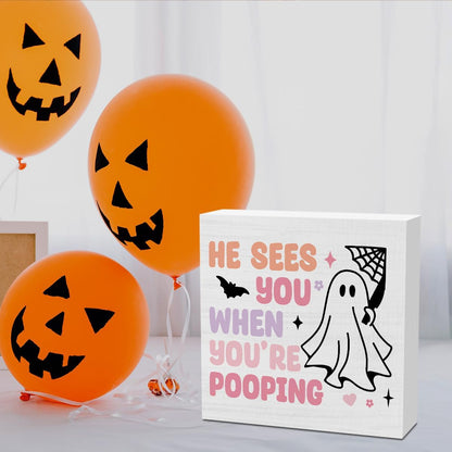 Cute Halloween Bathroom Decor Pink Ghost Office Desk Decor Halloween Accessories Decorations for Home Indoor Room Bedroom Living Room Kitchen