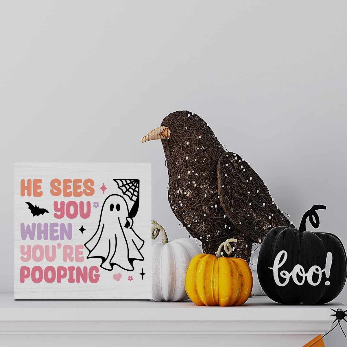 Cute Halloween Bathroom Decor Pink Ghost Office Desk Decor Halloween Accessories Decorations for Home Indoor Room Bedroom Living Room Kitchen