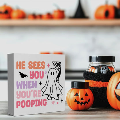Cute Halloween Bathroom Decor Pink Ghost Office Desk Decor Halloween Accessories Decorations for Home Indoor Room Bedroom Living Room Kitchen