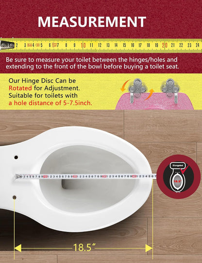 ELONGATED Pink Glitter Resin Slow Close Toilet Seat 18.5Inch