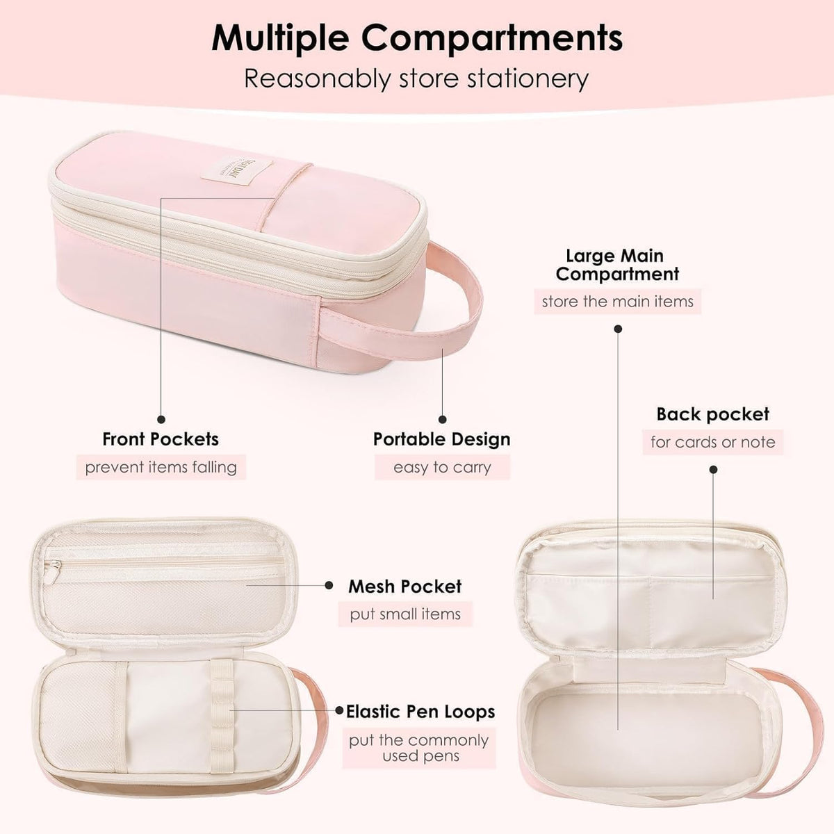 School Supplies Kit, 38 PCS Cute Stationery Set with Large Pencil Case, Pens, Mechanical Pencil Set, Highlighters & Refills, Aesthetic School Supplies for Girls, College, Back to School Pink