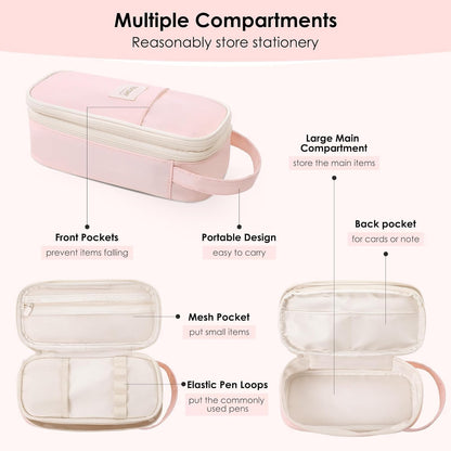 School Supplies Kit, 38 PCS Cute Stationery Set with Large Pencil Case, Pens, Mechanical Pencil Set, Highlighters & Refills, Aesthetic School Supplies for Girls, College, Back to School Pink
