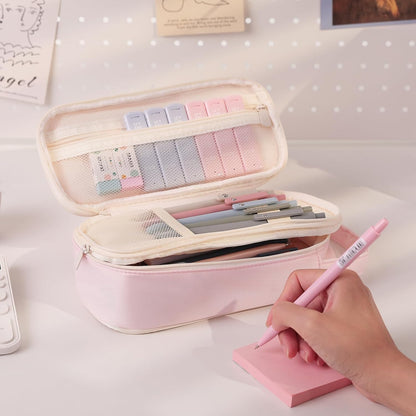 School Supplies Kit, 38 PCS Cute Stationery Set with Large Pencil Case, Pens, Mechanical Pencil Set, Highlighters & Refills, Aesthetic School Supplies for Girls, College, Back to School Pink