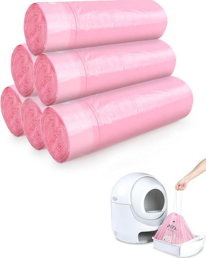ANWA 120 Count Cat Litter Box Liners for Automatic Cat Litter Box and Litter Box Robot 4/5, Heavy-Duty, Extra Thick, Economy Bulk Pack, Pink
