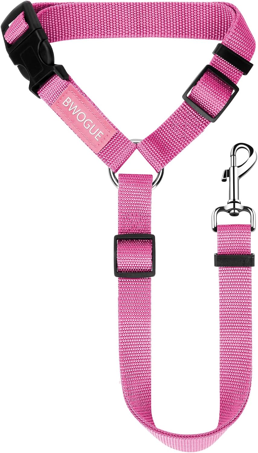 BWOGUE Dog Seat Belt for Car, Headrest Restraint Lead, Non-Elastic, Pink