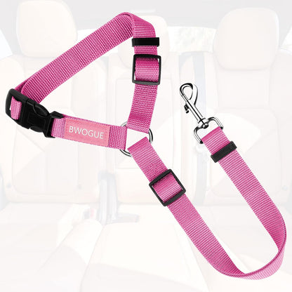 BWOGUE Dog Seat Belt for Car, Headrest Restraint Lead, Non-Elastic, Pink