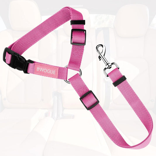 BWOGUE Dog Seat Belt for Car, Headrest Restraint Lead, Non-Elastic, Pink