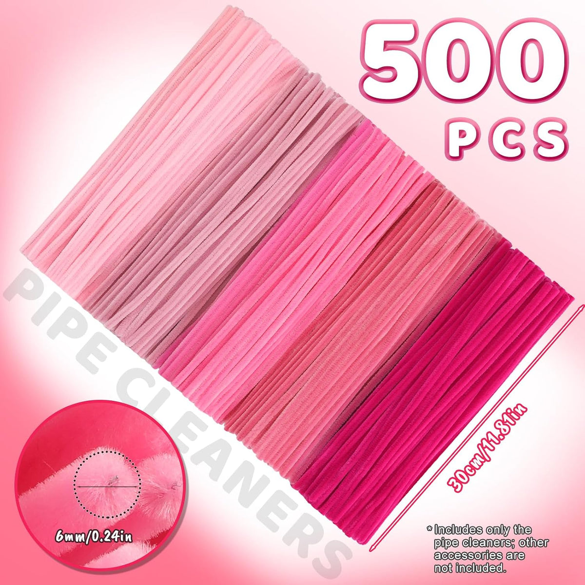 Pipe Cleaners, 500 PCS Pink Pipe Cleaners Crafts