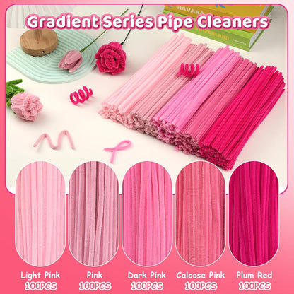 Pipe Cleaners, 500 PCS Pink Pipe Cleaners Crafts