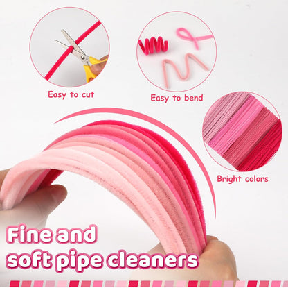 Pipe Cleaners, 500 PCS Pink Pipe Cleaners Crafts
