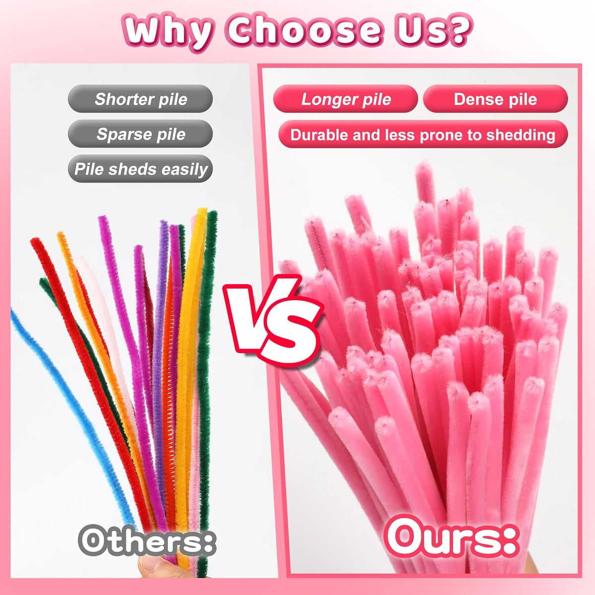 Pipe Cleaners, 500 PCS Pink Pipe Cleaners Crafts
