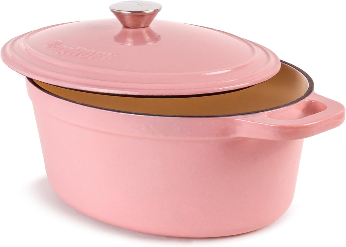 4Pc Enameled Cast Iron Cookware Set, 5qt & 8qt Oval Dutch Ovens