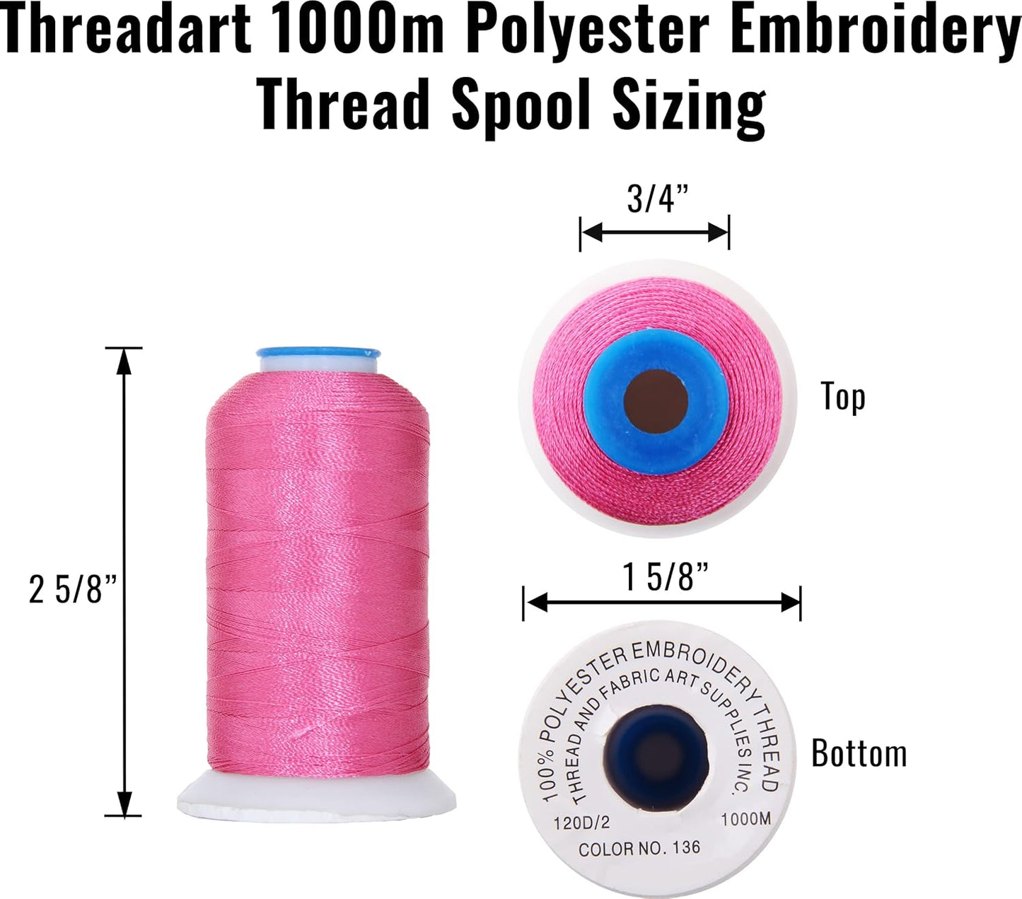 Polyester Machine Embroidery Thread, 1000M 40wt, Blush Pink 166 | 40wt trilobal polyester embroidery thread with bright sheen. Works with home and commercial embroidery and sewing machines.