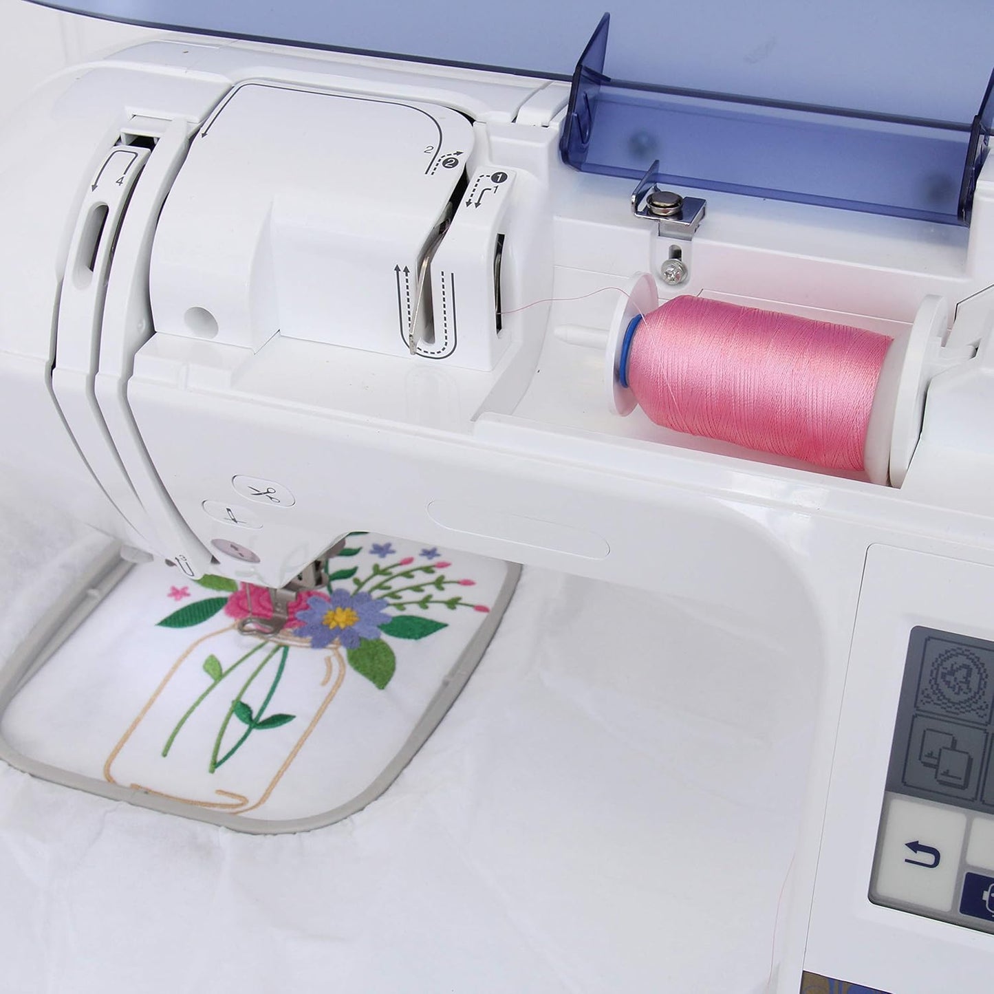 Polyester Machine Embroidery Thread, 1000M 40wt, Blush Pink 166 | 40wt trilobal polyester embroidery thread with bright sheen. Works with home and commercial embroidery and sewing machines.