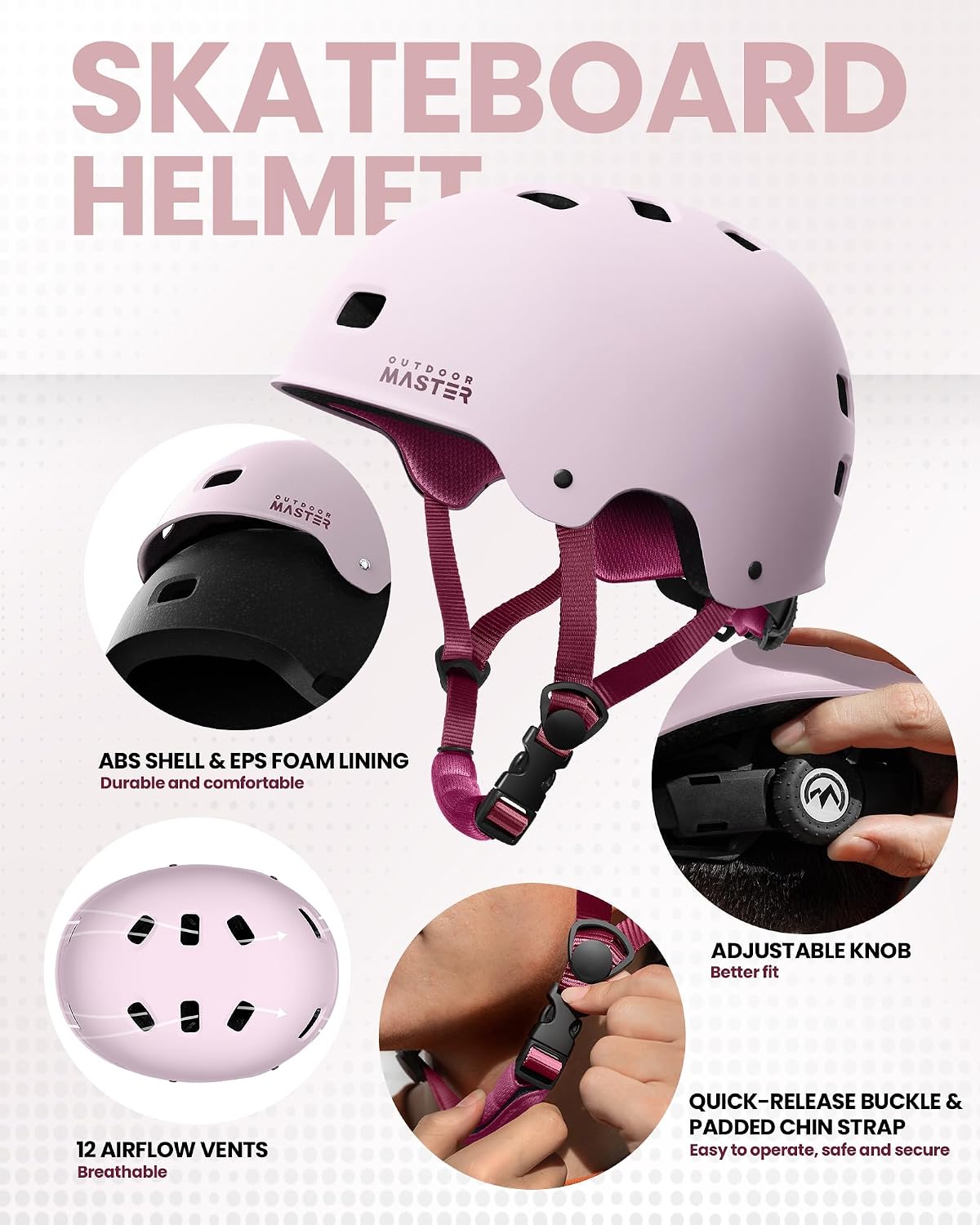 Skate Protective Gear Set for Adult & Youth, Skateboard Helmet Knee and Elbow Pads with Wrist Guards for Scooter, Inline Roller Skating, Skateboarding