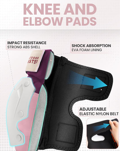 Skate Protective Gear Set for Adult & Youth, Skateboard Helmet Knee and Elbow Pads with Wrist Guards for Scooter, Inline Roller Skating, Skateboarding