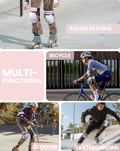 Skate Protective Gear Set for Adult & Youth, Skateboard Helmet Knee and Elbow Pads with Wrist Guards for Scooter, Inline Roller Skating, Skateboarding