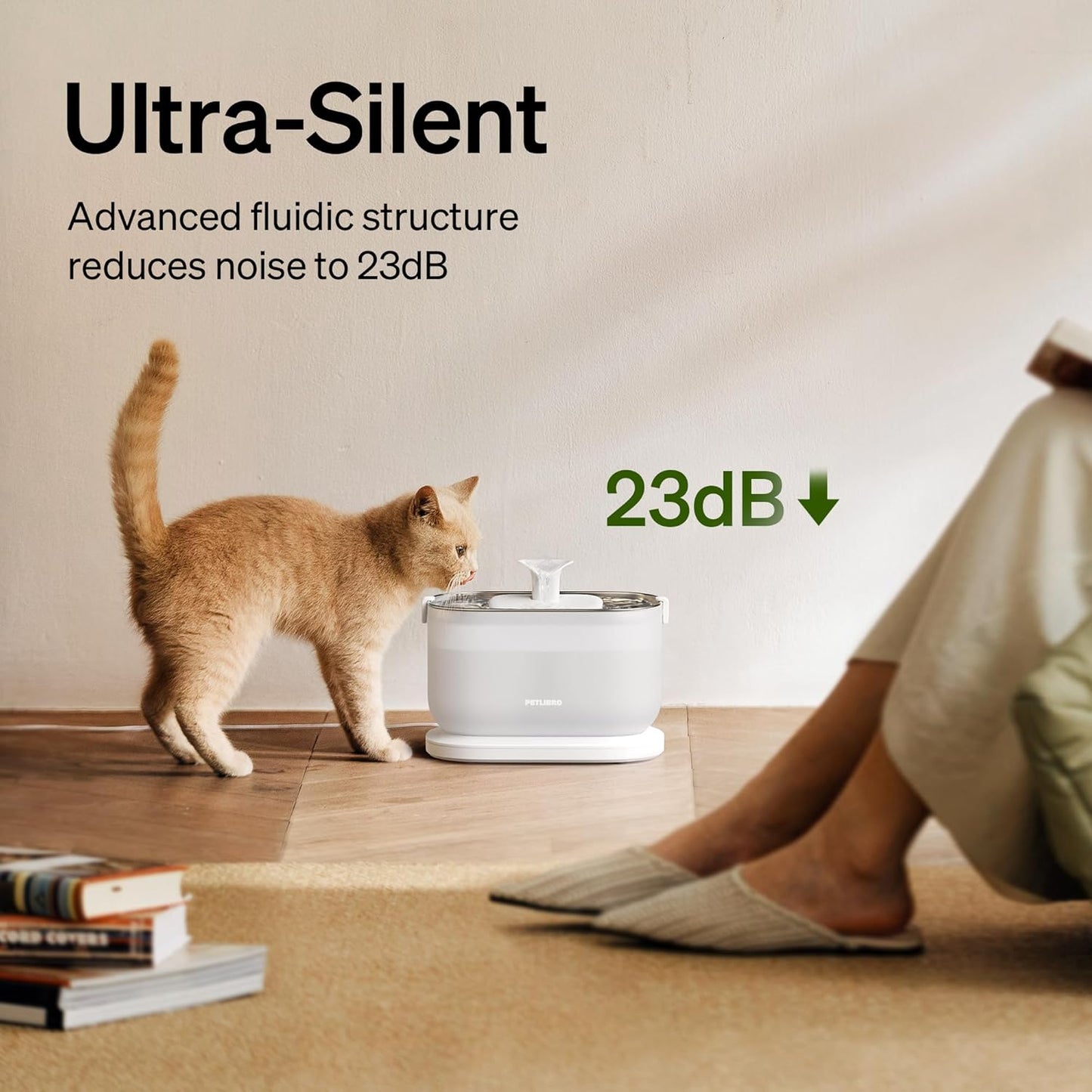 PETLIBRO Cat Water Fountain Stainless Steel Tray, Wireless Pump Cat Fountain, Ultra Quiet Pet Water Fountain, 2.5L Automatic Water Dispenser for Cats, Dual Flow Cat Water Dispenser Easy to Clean
