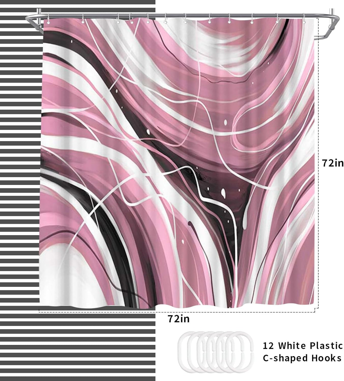Pink Shower Curtain 72x72inch for Bathroom Decor (Pink)