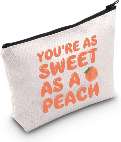 Peach Zipper Pouch Peach Friendship Gift Women Peach Stuff Wish Cosmetic Bag Peaches Fruit Theme Gift For Peach Lover (peach)