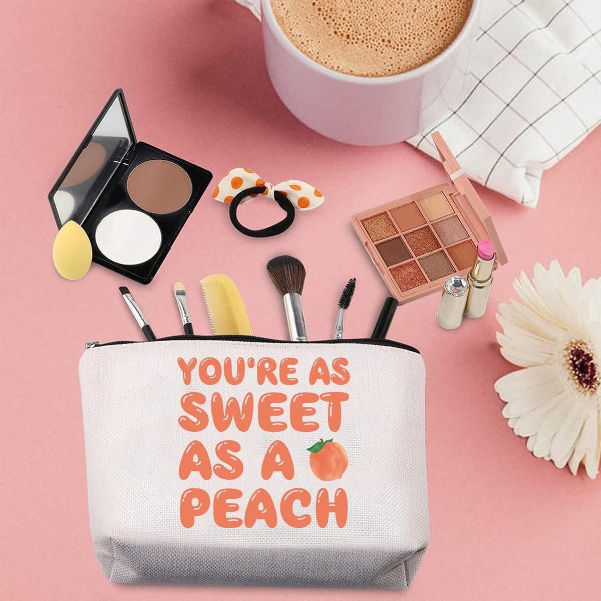 Peach Zipper Pouch Peach Friendship Gift Women Peach Stuff Wish Cosmetic Bag Peaches Fruit Theme Gift For Peach Lover (peach)