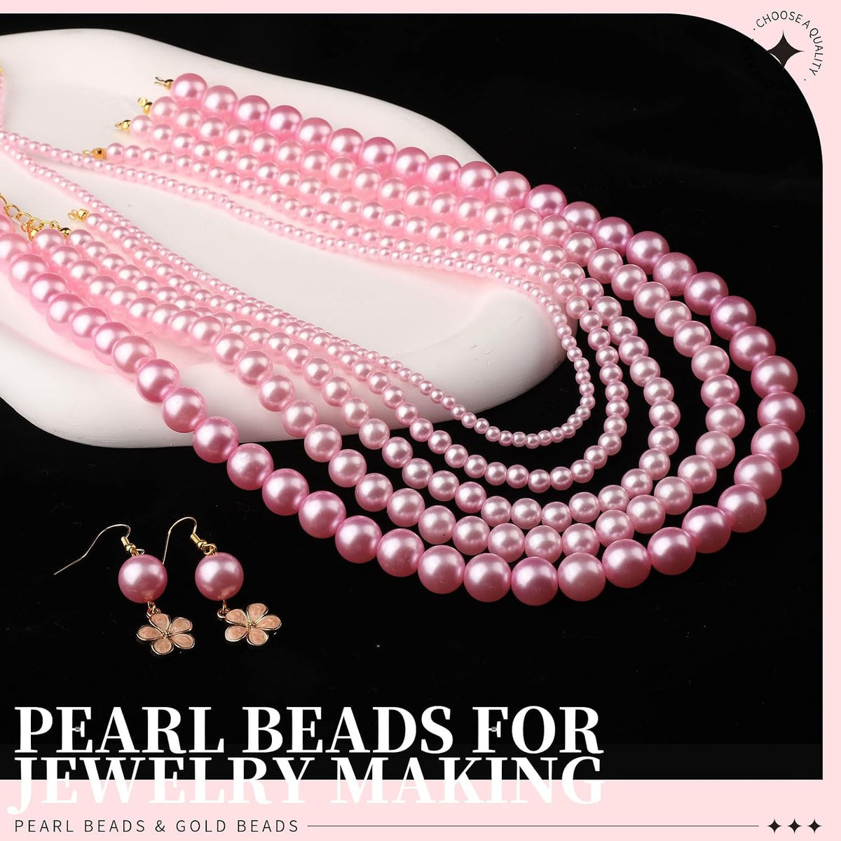 Pearl Beads for Bracelets, Pink Beads for Jewelry Making, Friendship Bracelet Kit, Crafts & DIY Jewelry Bracelet Making Kit