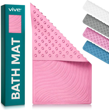 Non-Slip Bath Mat with Suction Cups - 28" x 16" Extra Large Rubber Mat