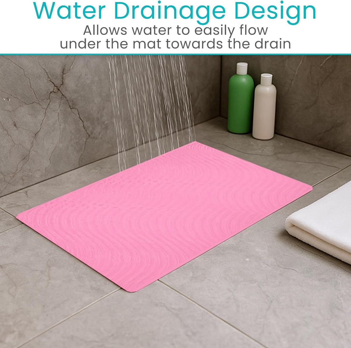 Non-Slip Bath Mat with Suction Cups - 28" x 16" Extra Large Rubber Mat