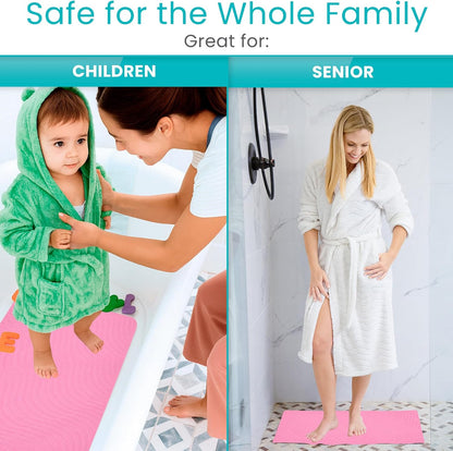 Non-Slip Bath Mat with Suction Cups - 28" x 16" Extra Large Rubber Mat