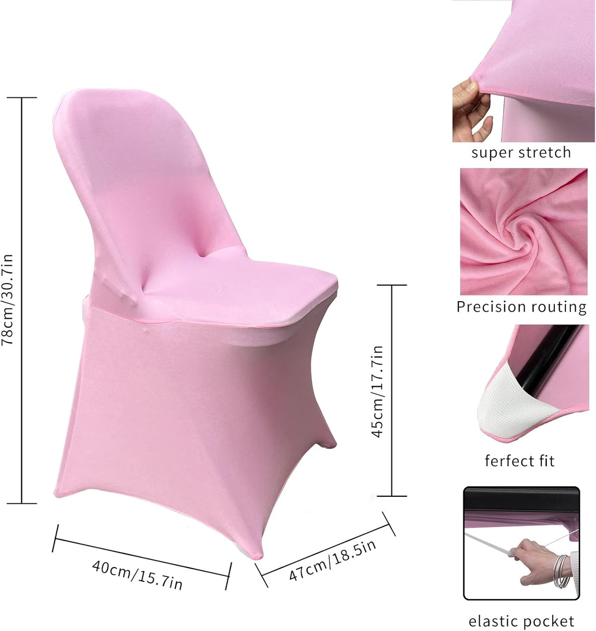 Stretch Spandex Folding Chair Covers 30PCS Pink