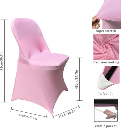 Stretch Spandex Folding Chair Covers 30PCS Pink