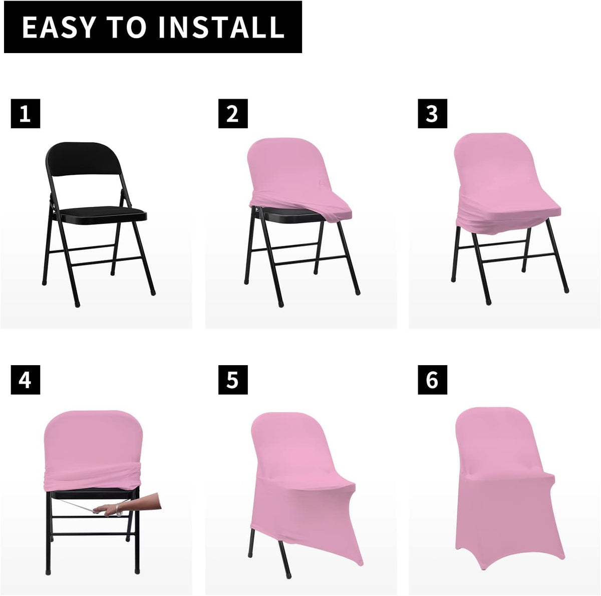 Stretch Spandex Folding Chair Covers 30PCS Pink
