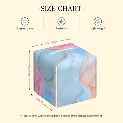 Fluid Art Tissue Box Holder Pink and Blue Marble Tissue Box Cover Square Leather Tissue Holder Organizer Portable Decorative Facial Paper Case for Home Office Bathroom Vanity Countertop