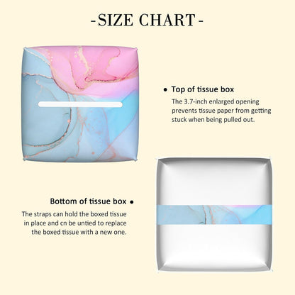 Fluid Art Tissue Box Holder Pink and Blue Marble Tissue Box Cover Square Leather Tissue Holder Organizer Portable Decorative Facial Paper Case for Home Office Bathroom Vanity Countertop