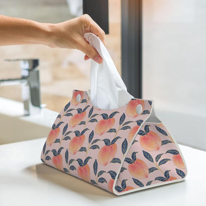 Peach Tissue Box Cover Holder Rectangle Leather Tissue Cover for Car, Waterproof Tissue Box Holder for Office, Bathroom, Bedroom