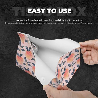 Peach Tissue Box Cover Holder Rectangle Leather Tissue Cover for Car, Waterproof Tissue Box Holder for Office, Bathroom, Bedroom