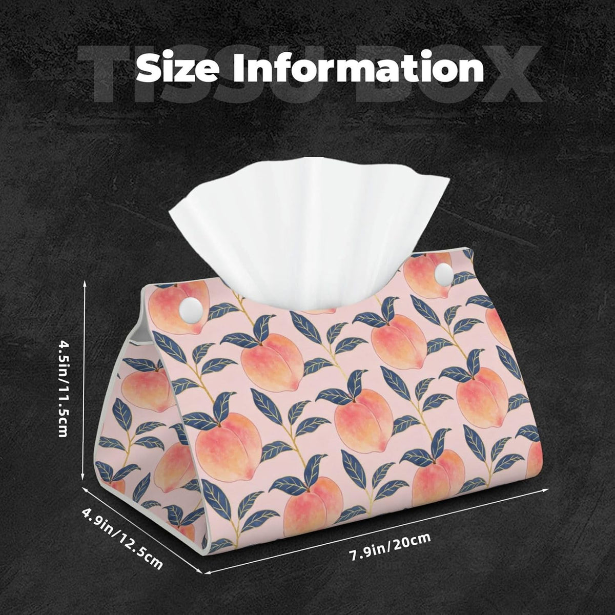 Peach Tissue Box Cover Holder Rectangle Leather Tissue Cover for Car, Waterproof Tissue Box Holder for Office, Bathroom, Bedroom