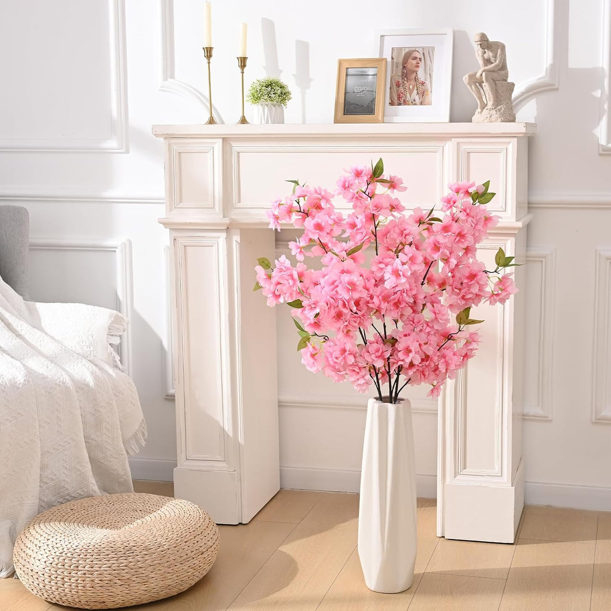3 Pcs Artificial Cherry Blossom Branches 40'' Cherry Blossom Tree Decor