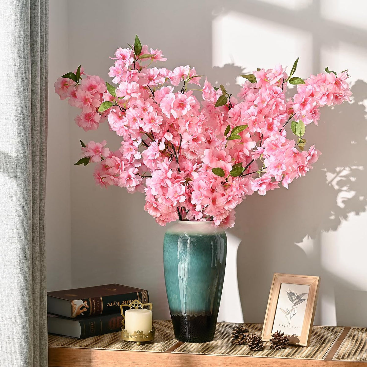 3 Pcs Artificial Cherry Blossom Branches 40'' Cherry Blossom Tree Decor