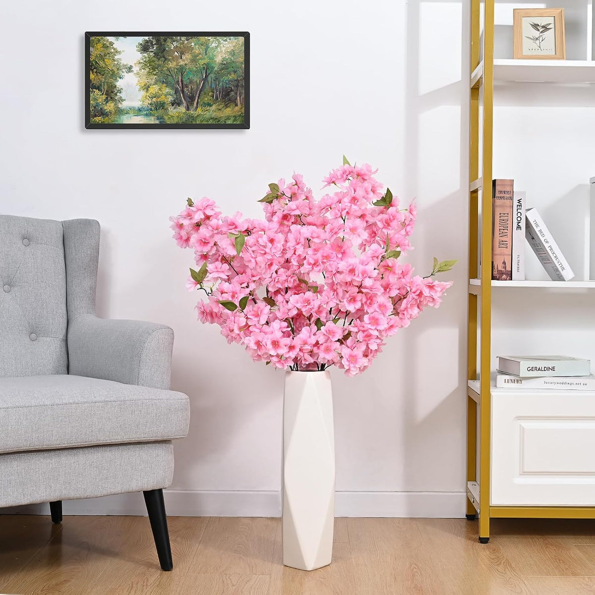 3 Pcs Artificial Cherry Blossom Branches 40'' Cherry Blossom Tree Decor
