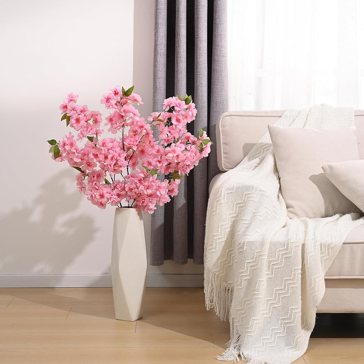 3 Pcs Artificial Cherry Blossom Branches 40'' Cherry Blossom Tree Decor