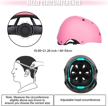 Kids Bike Helmet Set Knee Pads Adjustable Protective Gear, 3-14 Age