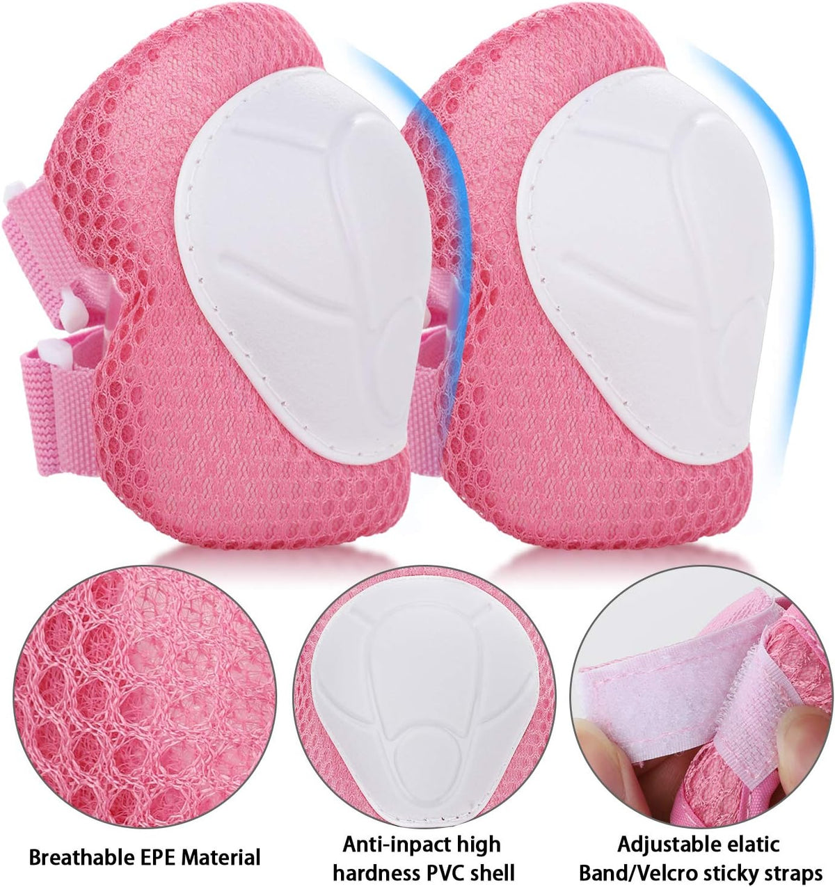 Kids Bike Helmet Set Knee Pads Adjustable Protective Gear, 3-14 Age