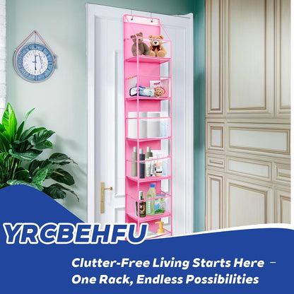 6-Tier Over The Door Hanging Organizer - Multi-Purpose Closet Storage Shelf for Bathroom, Bedroom, Nursery, Pantry(Pink)
